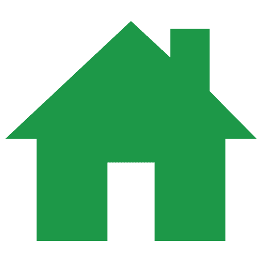 Green house icon on black background.