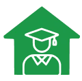 Graduate icon in green house